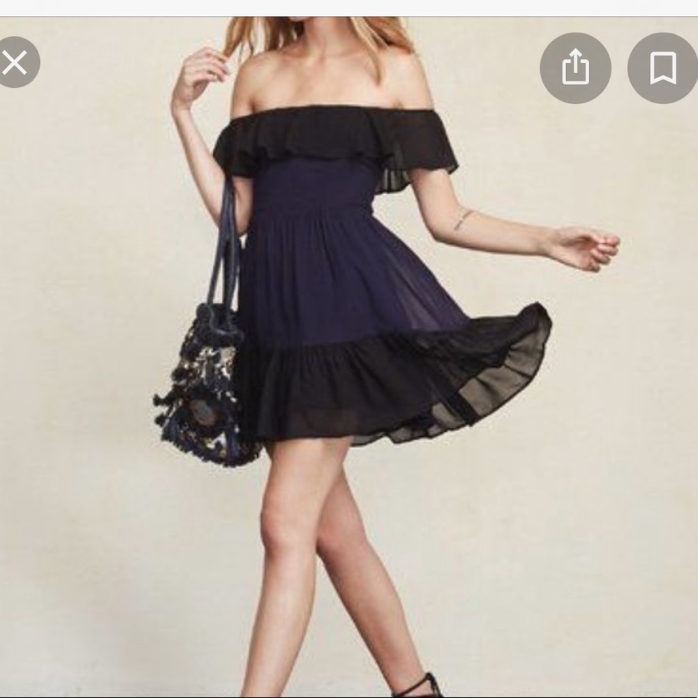 The reformation off the shoulder mini dress